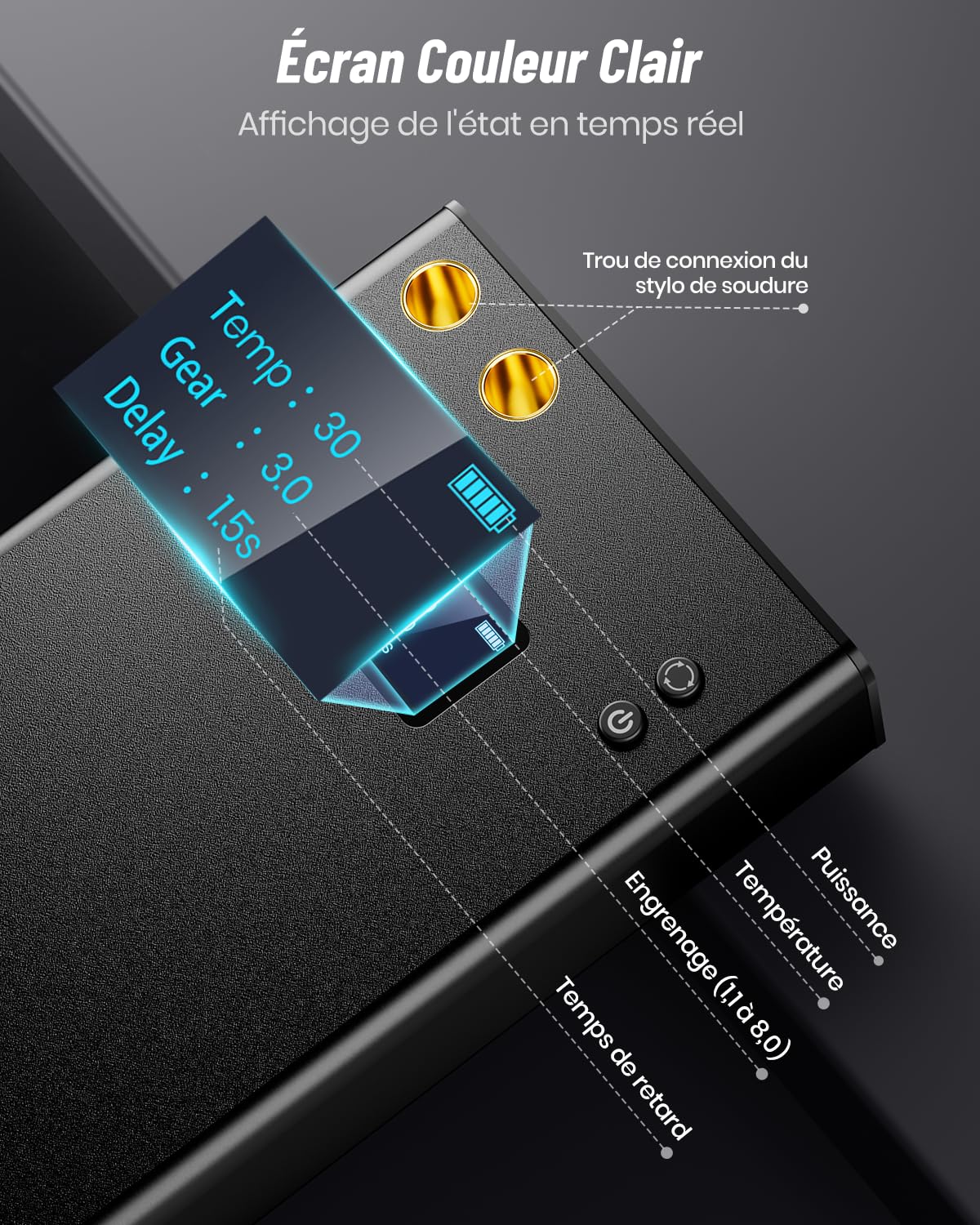 Seesii Soudeur par Points, SE-203 11000mAh Équipement de Soudage par Points Portable pour Batterie, Spot Welder avec Écran LCD 80 Engrenages Réglables pour 2 Lames de Nickel 5 Mètres