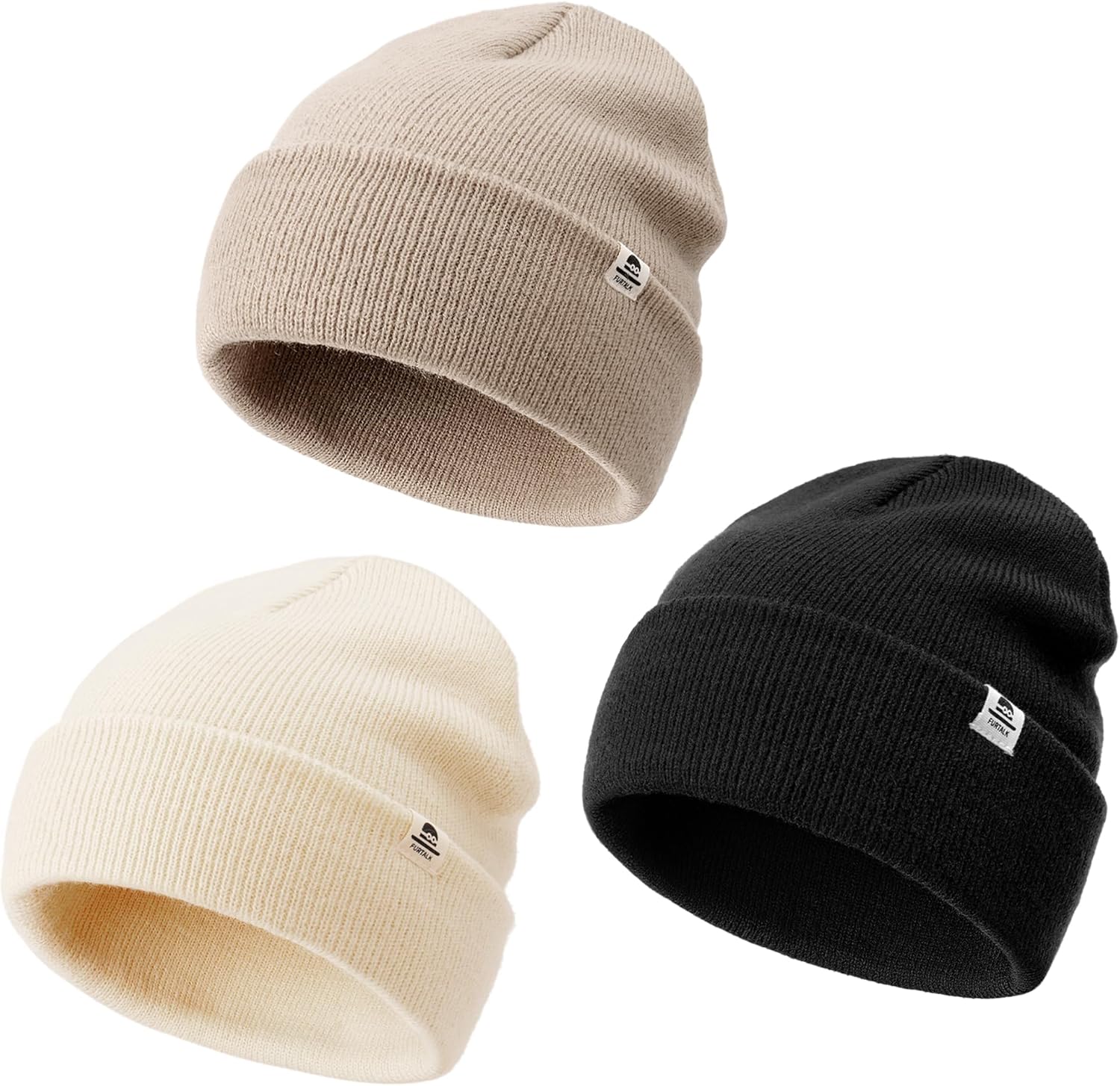 FURTALK Baby Beanie Knit Winter Hats 3 Pack for Infant Toddler Kids Skull Caps