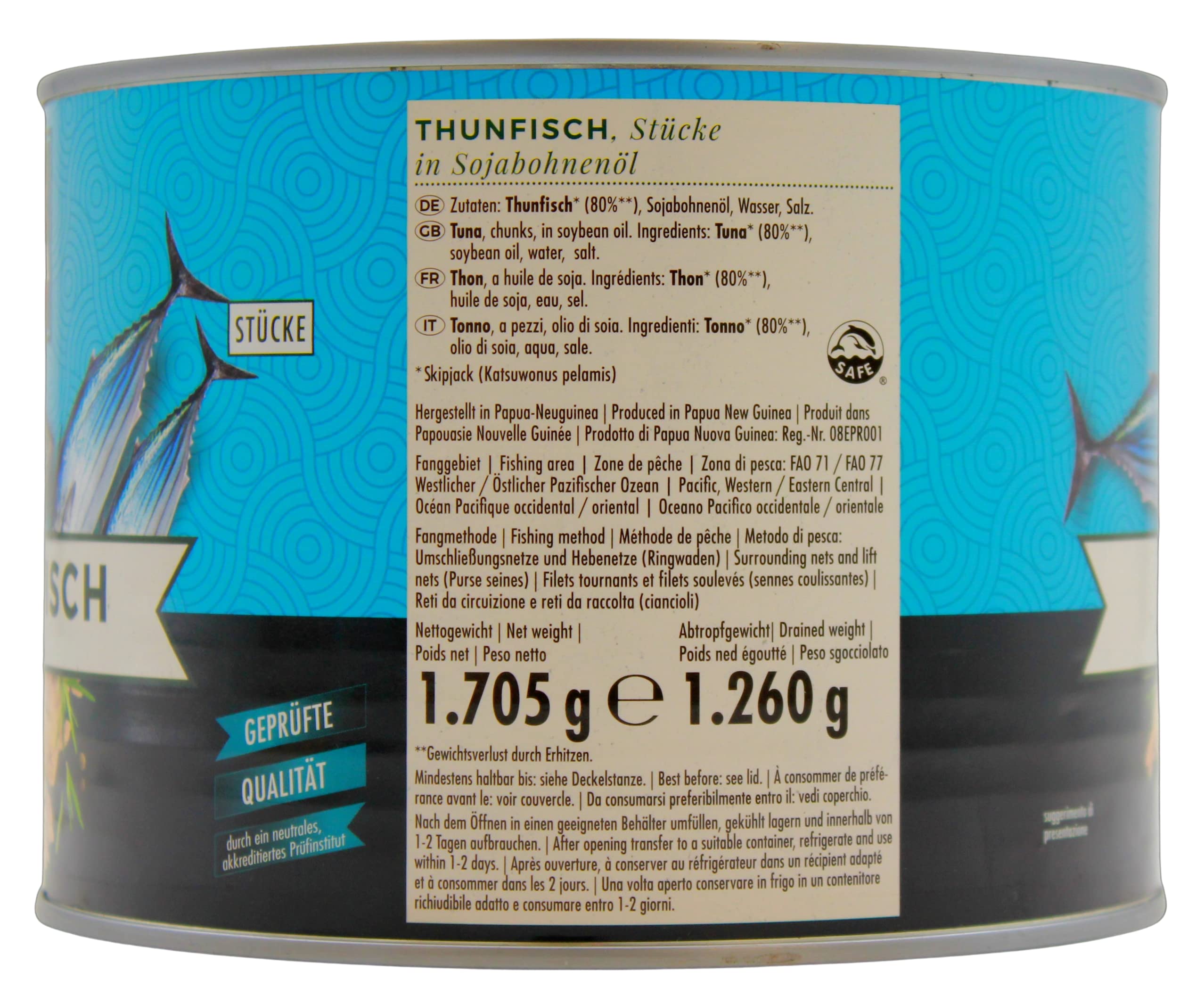 Adria Thunfisch in Öl, 6er Pack (6 x 1.26 kg)