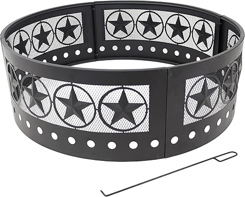 Miniatura 7 de Anillos de fogata, de Sunnydaze, L, negro, (Black Four Star)