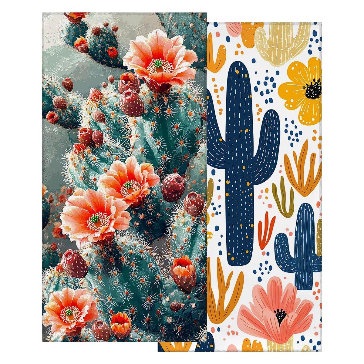 Toalla Playa 100x200 cm, Toalla Gimnasio Microfibra Secado Rapido, Juego de 2 Antiarena Toallas de Playa, Ligera Compacta Toallas Microfibra Grande para Viaje, Regalo Hombre Mujer (Cactus) -5091