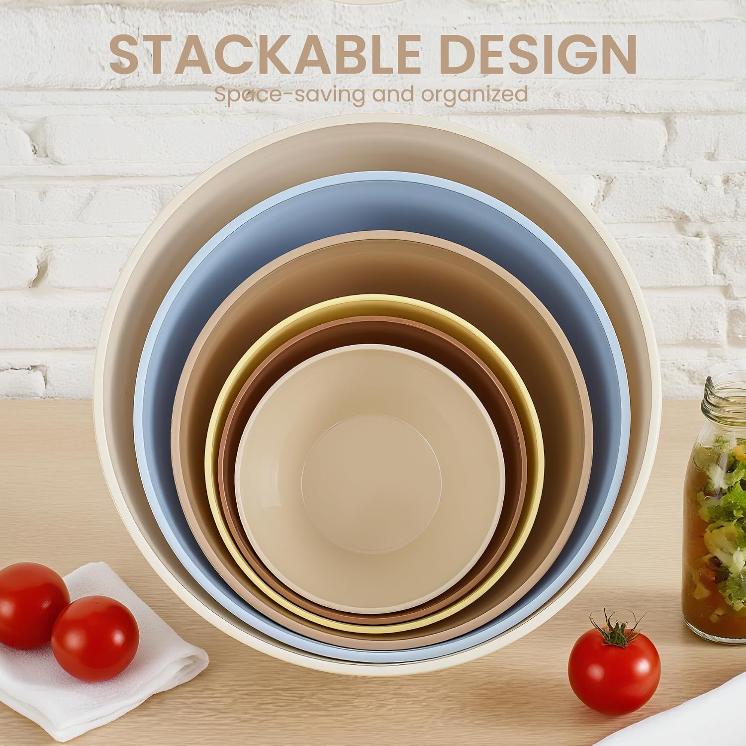 LISI 23-Piece Plastic Mixing Bowls with Lids | 6-Piece Nesting Set