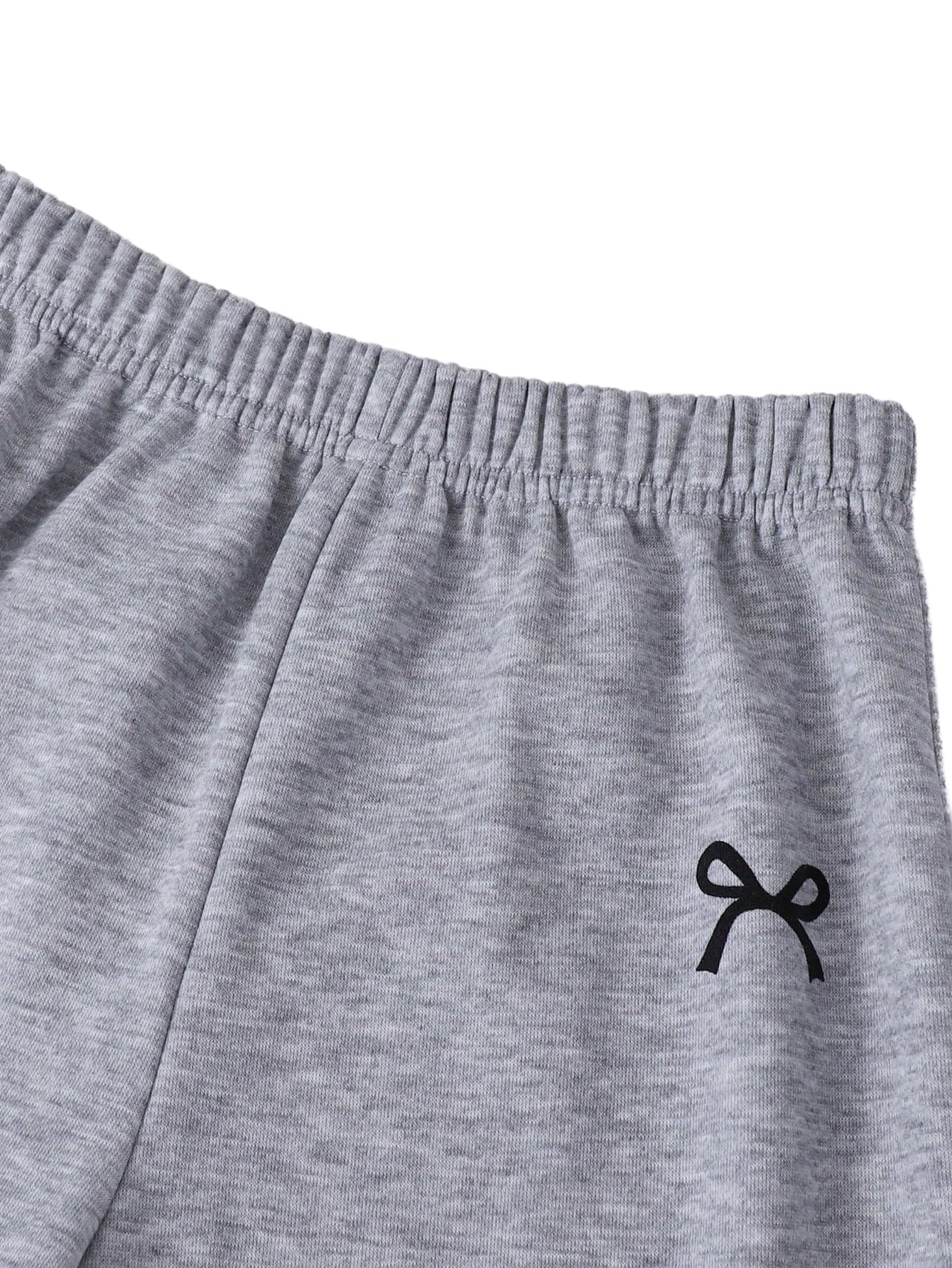 SweatyRocks Dwuczęściowy sweter dziewczęcy w wieku 8-12 lat, dla nastolatek, dziewcząt, bluza i spodnie, zestaw odzieży z kokardką, dres treningowy