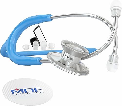 Miniatura 39 de MDF Acoustica - Estetoscopio ligero para médicos, enfermeras, estudiantes, uso en el hogar, adulto, doble cabezal, tubo gris, auricular y pieza