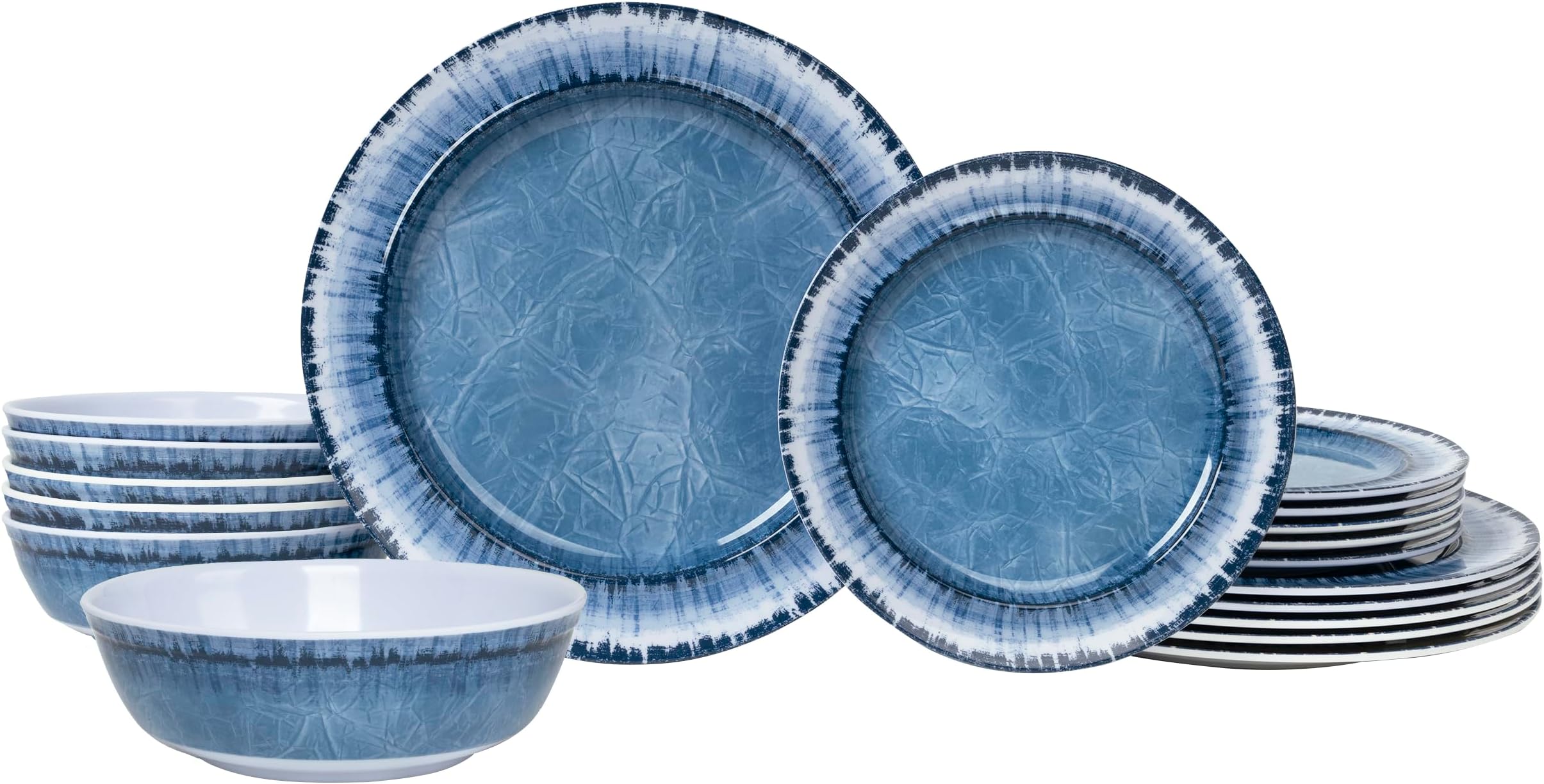 AELS Melamine Dinnerware Set of 18 Pcs Dinner Dishes Set, Lightweight Unbreakable for Indoor and Outdoor Use, BPA Free, Dishwasher Safe, Navy Blue