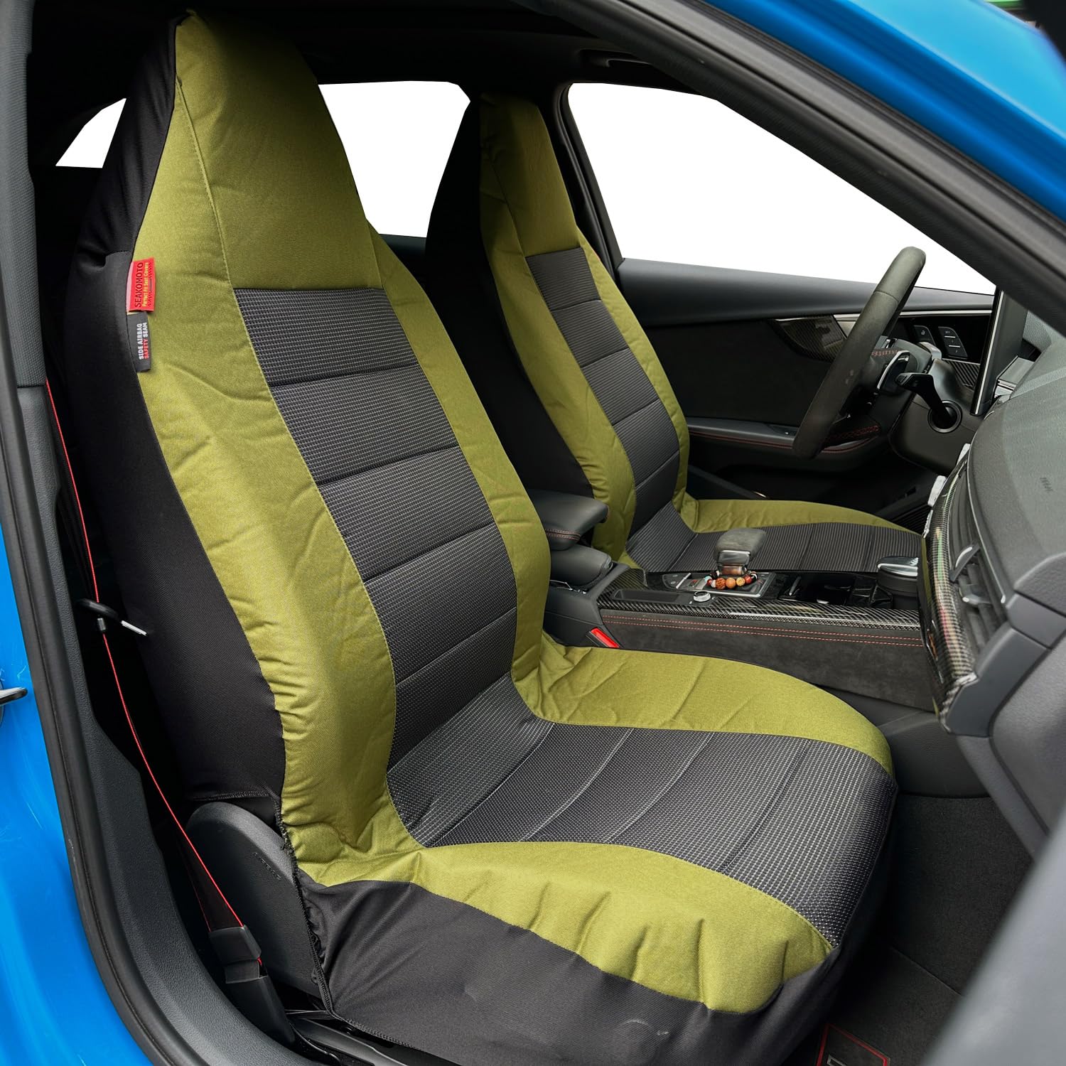 Housses de siège CSCOMFY pour Jeep Wrangler 2/4 portes ensemble avant, JK/JL/TJ/YJ 1987-2024 en toile Accessoires intérieurs de voiture résistants à l'eau Protège-camion compatible avec airbag (Vert