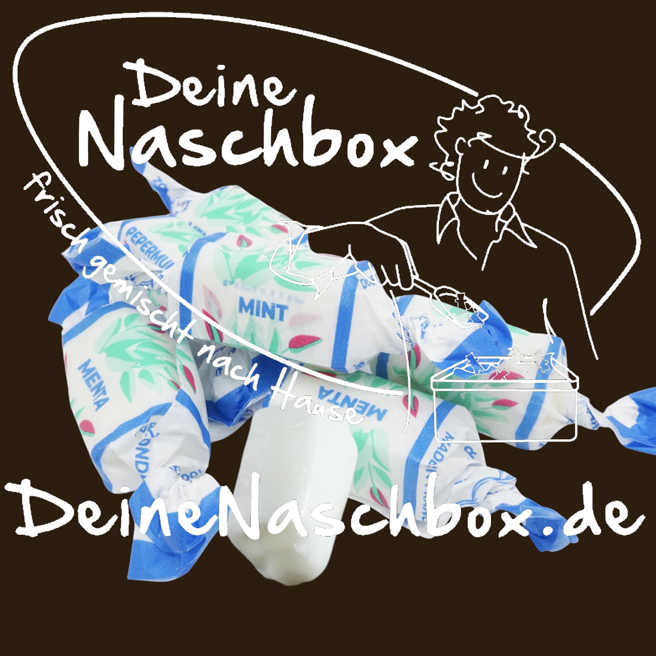Deine Naschbox | Zuckerfreie Pfefferminz Toffee Bonbons | 1,5kg Mega Pot | XXL Großpackung für Party, Candybar & als Geschenk - Weiche Karamellen