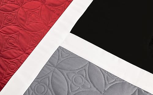 Miniatura 4 de Chezmoi Collection - Juego de edredón de retales acolchado de 7 piezas rojogrisnegro tamaño queen