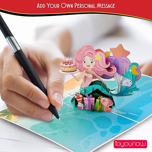 Miniatura 6 de Tarjeta desplegable de sirena de feliz cumpleaños  Tarjeta de felicitación desplegable de 5 x 7 pulgadas  Regalo para cumpleaños de niños  La mejor