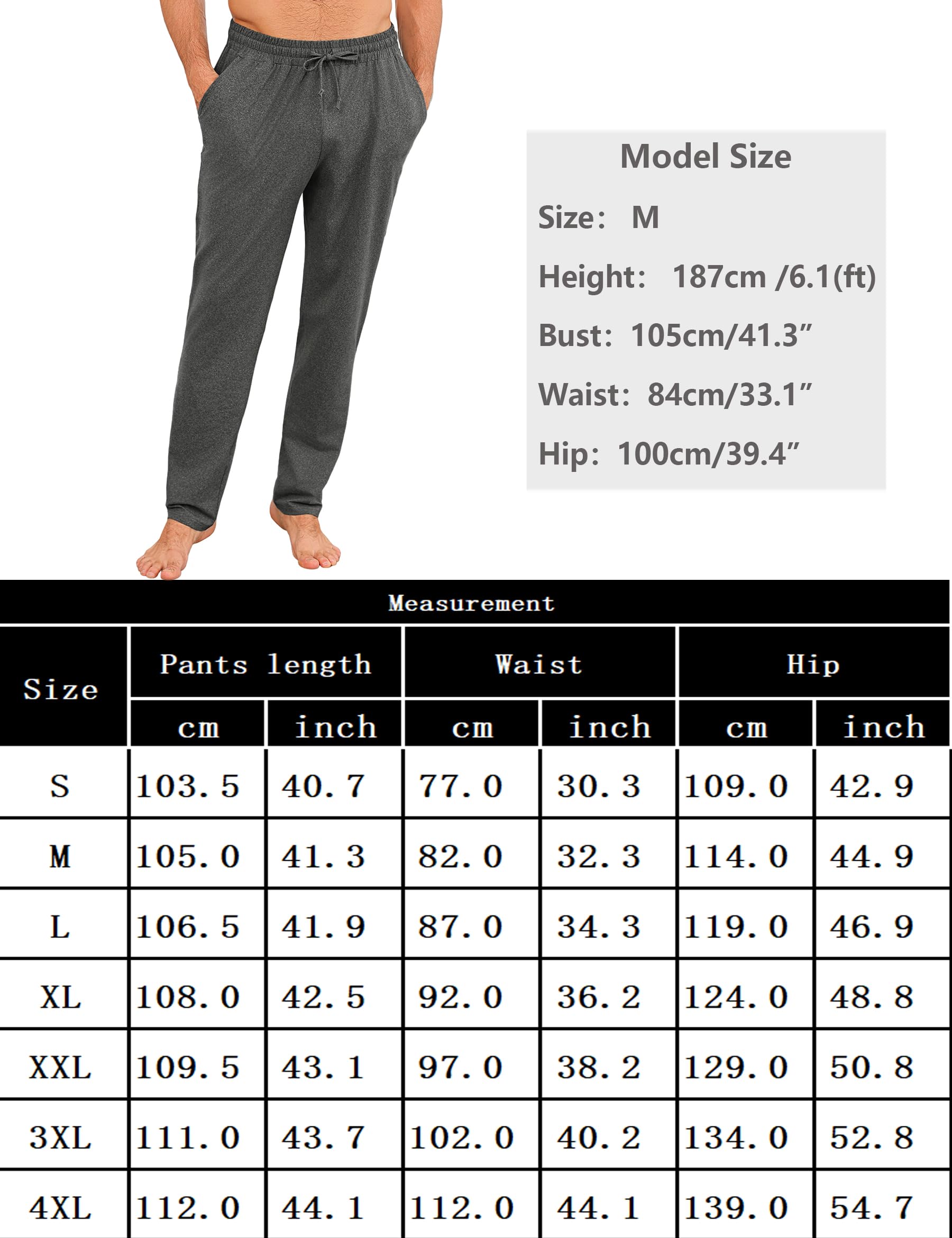 Marvmys Bas De Pyjama Homme Décontracté Pantalon De Pyjama Long Vêtements De Nuit Pantalon Avec Poches Deux Pièces S-4XL