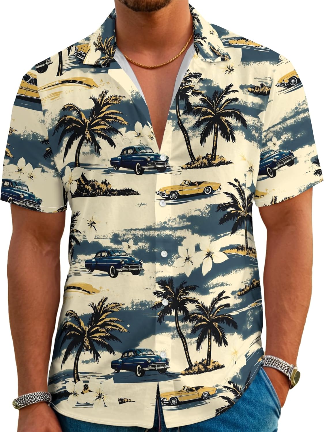 Mens Funny Neon Hawaiian Shirts 3D Graphic Button Down Short Sleeve Shirt Summer Beach Aloha Tops Theme Party
