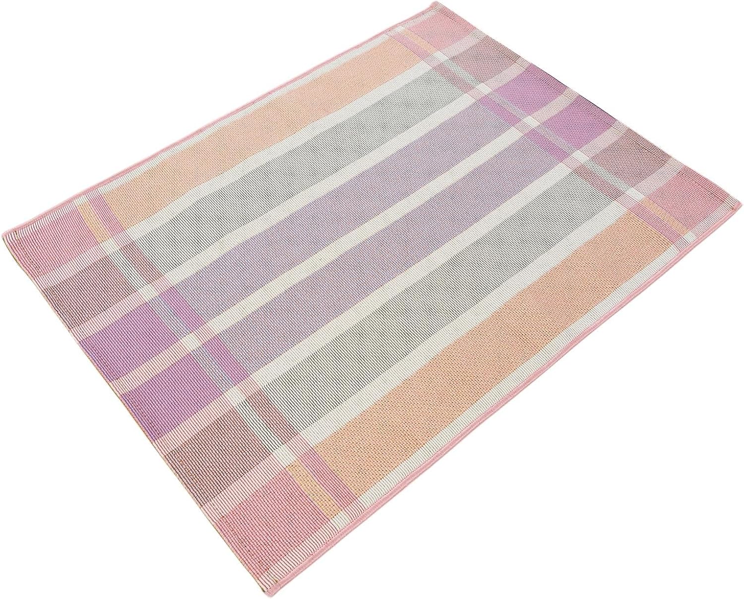 Rugs.com Outdoor Ribbon Collection Rug – 2x3 Pink and Lavender Flatweave-Pile Rug Perfect for Entryways, Kitchens, Breakfast Nooks, Accent Pieces