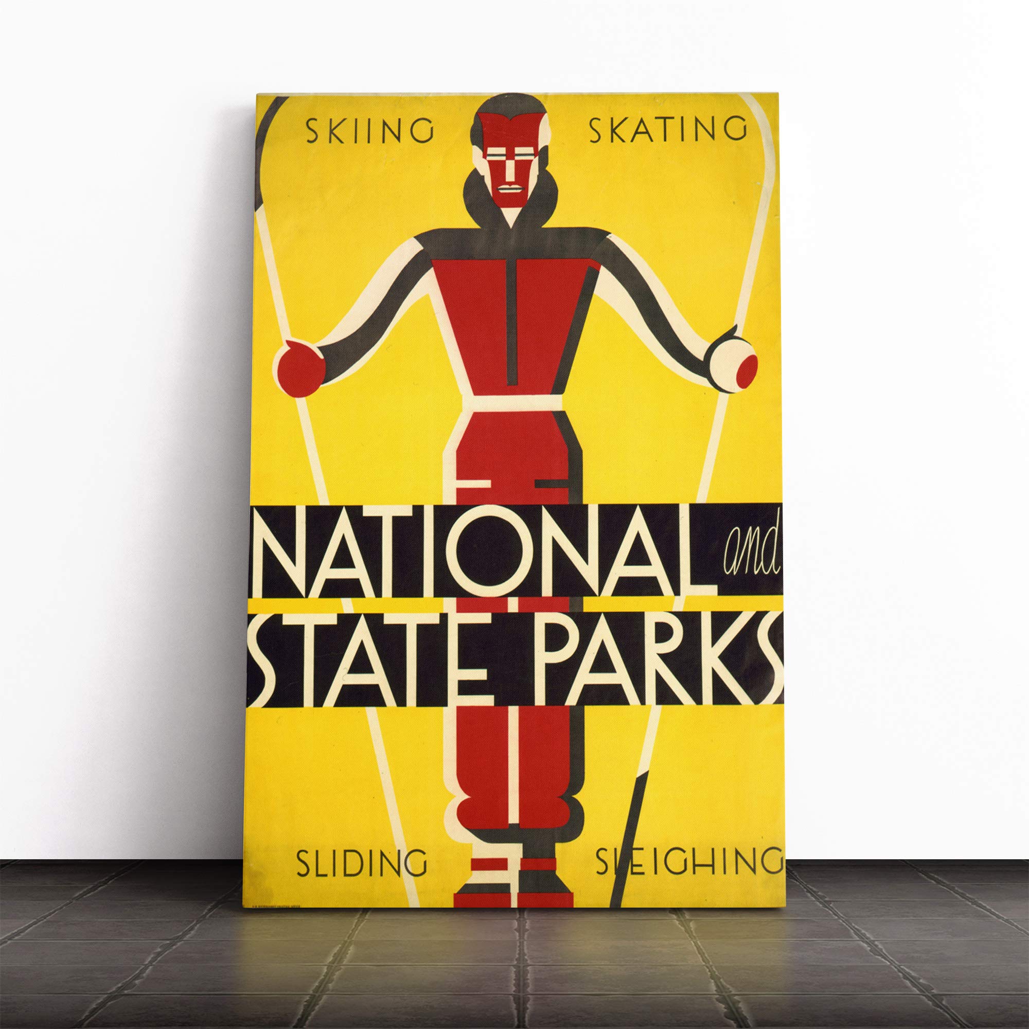 Ski Travel Poster Vol.5 Canvas Print | Gallery Wrapped 30mm Frame Wall Art | 24x16 inches | Ready to Hang | Retro Picture | Living Room Bedroom Lounge Office