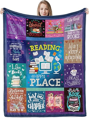 Manta de regalo para amantes de los libros, suave y acogedora manta de forro polar de felpa de lectura para amantes de los libros, manta cálida de