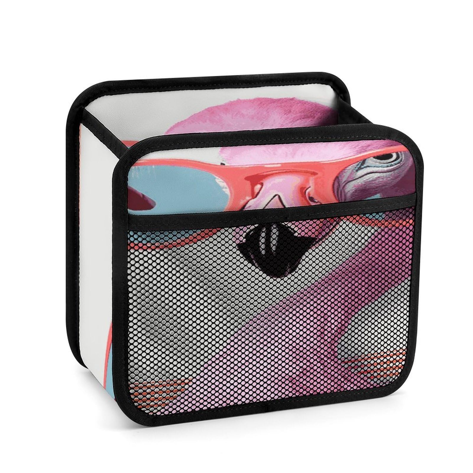Btcowzrv Style Hello Glasses Flamingo Car Seat Back Organizer, Pu Leather Hanging Backseat Car Organizer With Elastic Mesh Pocket, Storage Bag For Most Vehicles