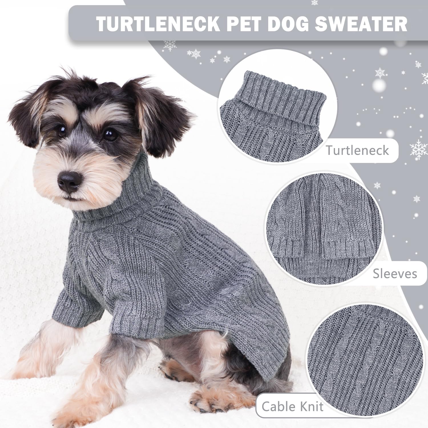 Suéteres de cuello alto para perros, ropa para perros pequeños, suéter de punto cálido para cachorros, ropa para clima frío, suéter para perros pequeños, suéter para otoño e invierno, ropa para gatos