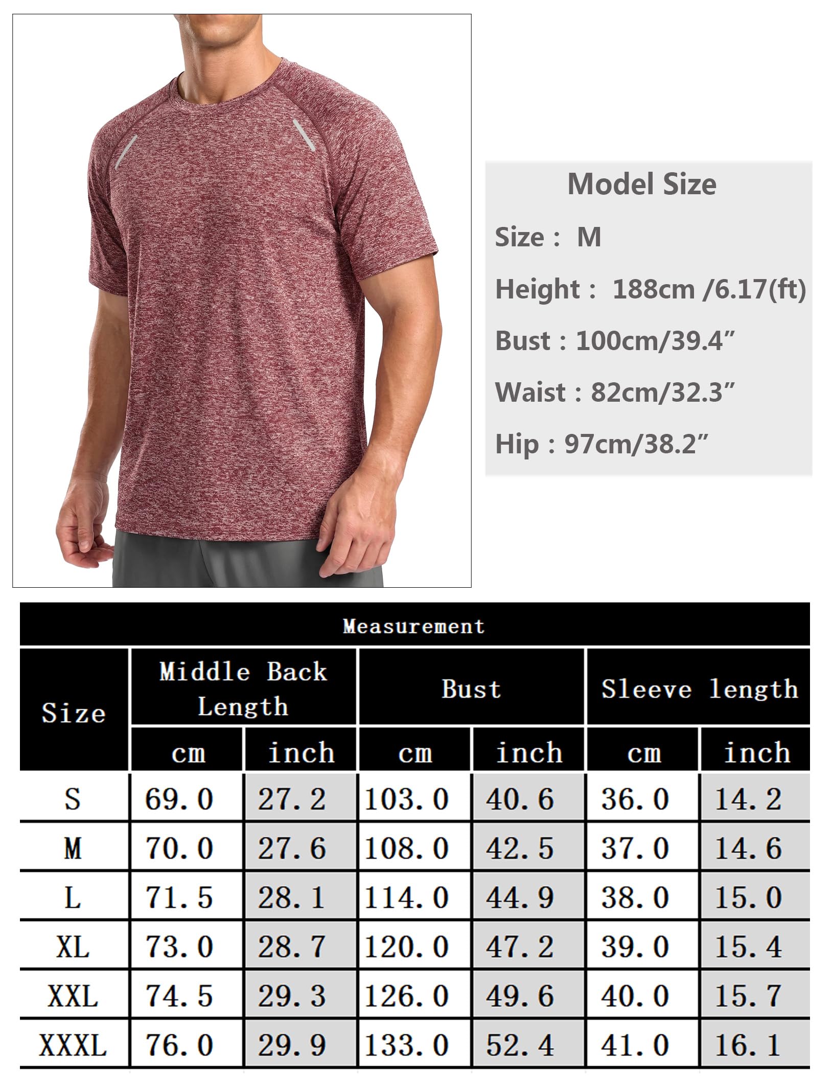 Camiseta deportiva para hombre, cuello redondo, manga corta, transpirable, secado rápido, fitness, gimnasio, entrenamiento, S - 3XL — view 6