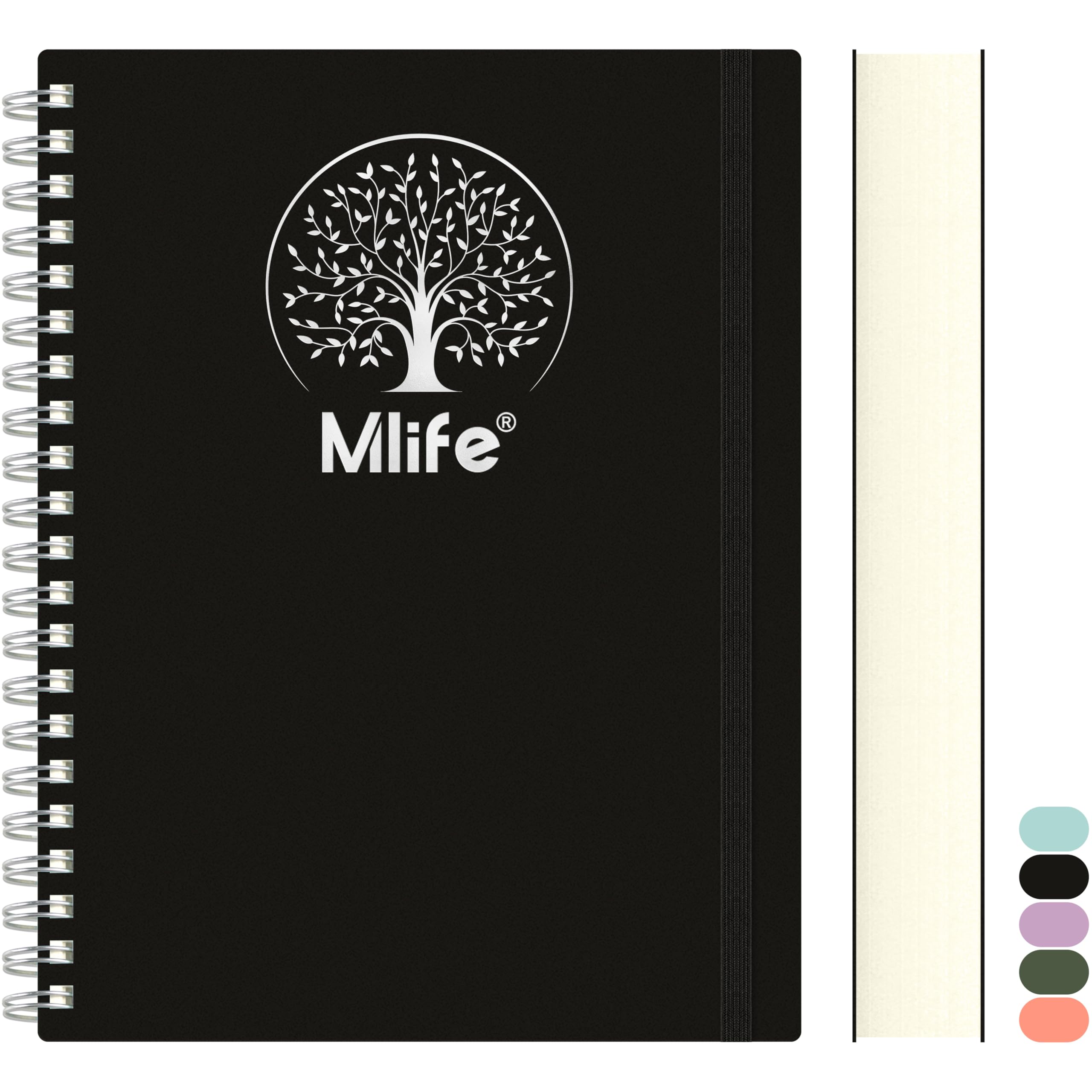 Mlife Notizbuch B5 Liniert, 300Seiten Spiralnotizbuch,PVC-Ha
