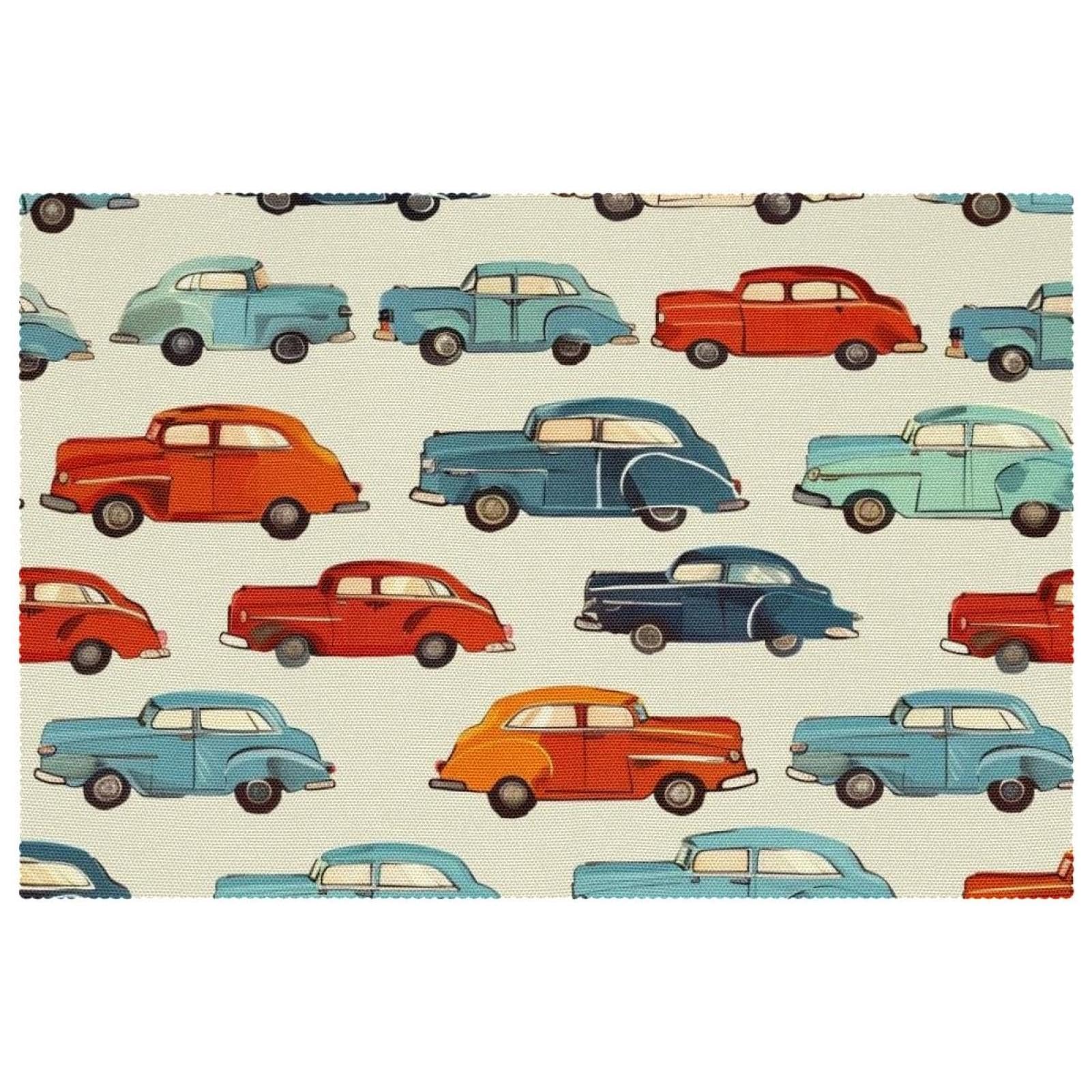 Sets de table vintage Cars antidérapants pour éviter plats chauds et verres renversés