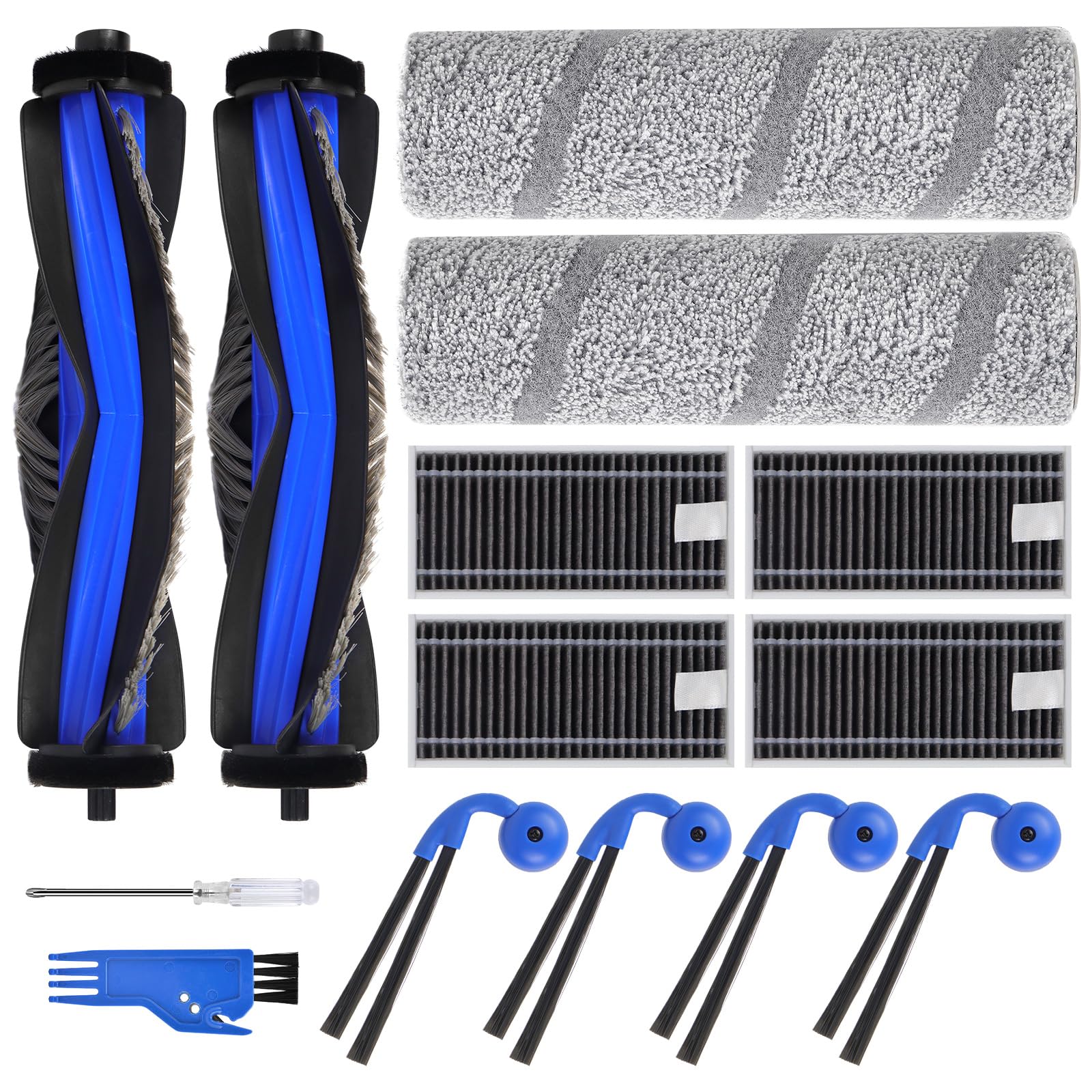 Spofan Zubehör Ersatz für ECOVACS DEEBOT T30C OMNI/T30C Omni Gen2 | T50 PRO OMNI Gen3/T50 OMNI Gen3 Saugroboter, 1 Hauptbürste, 4 Filter, 4 Seitenbürsten, 4 Mopp Wischtücher, 4 Staubbeutel
