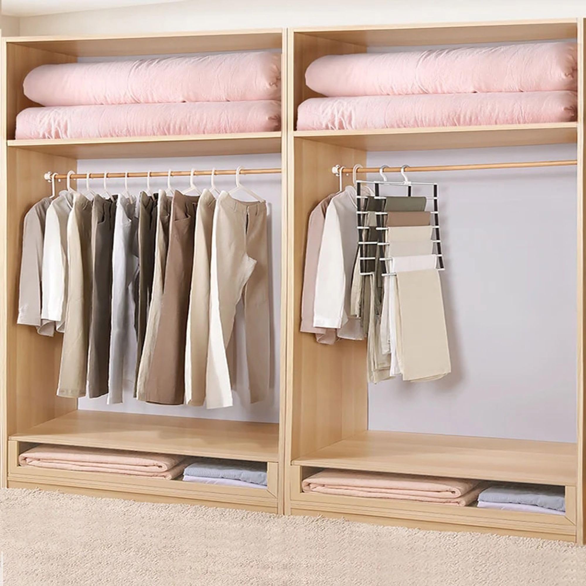 Armoire penderie multi-rangement, 8 étagères, 2 barres, non-tissé, gris | Leroy Merlin