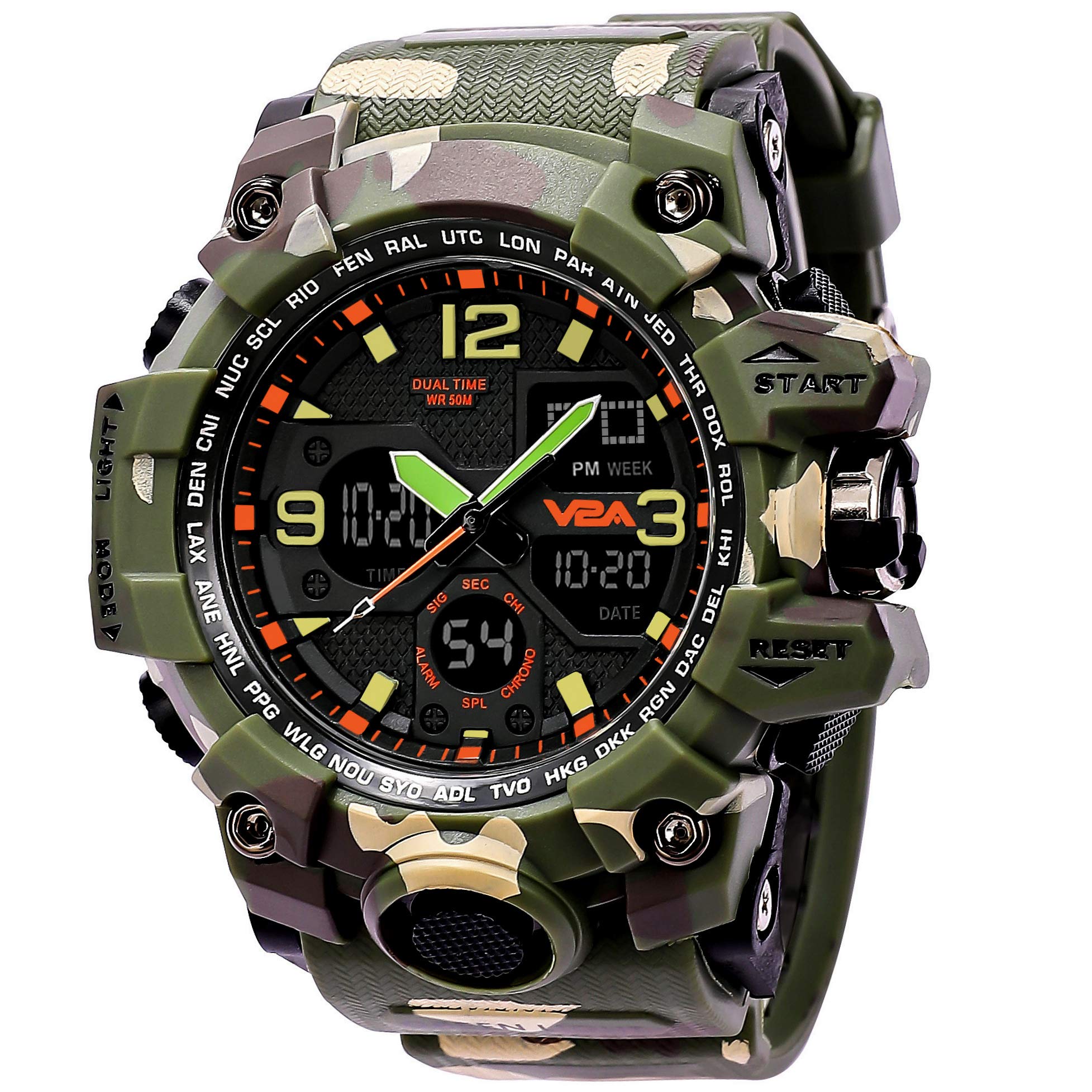 V2A Resin Analogue - Digital Men's Watch (Black Dial), Band Color:Multicolor