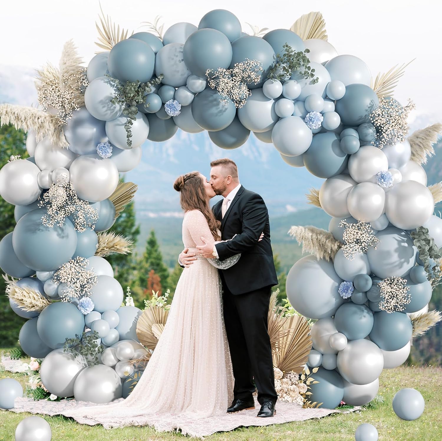 130pcs Dusty Blue Balloon Arch Kit, Dusty Light Blue Pearl White Balloons for Baby Shower Bridal Shower Wedding Birthday Party Decorations - Image 5