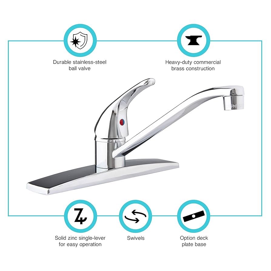 Dura Faucet DFNMK600CP Single Lever Kitchen Faucet, Chrome