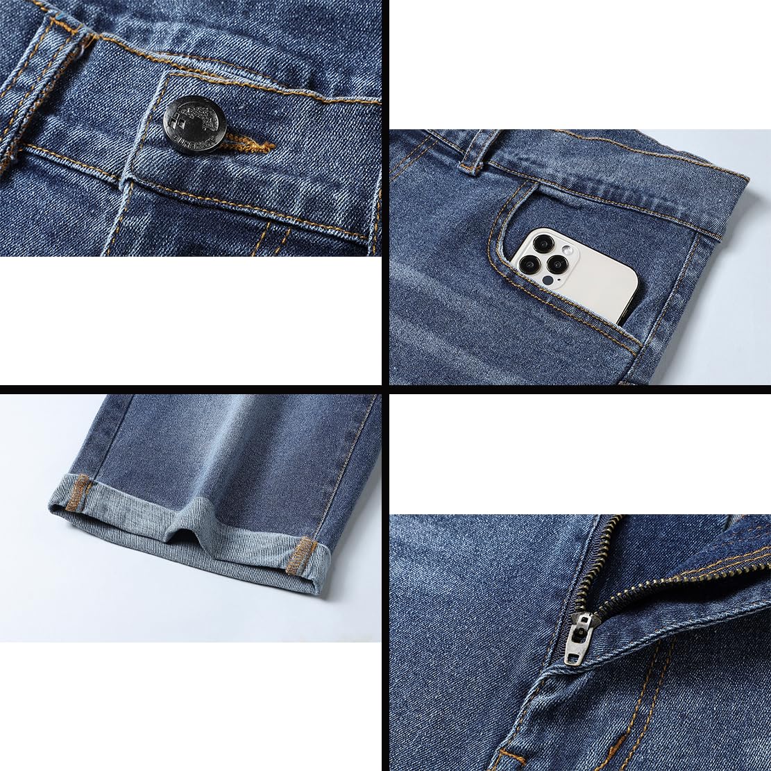 ZOXOZ Męskie Krótkie Spodenki Dżinsowe Lato Casual Jeans