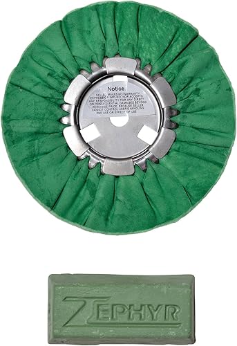 Zephyr Productos AWG58-8WB Rueda de pulido de pasillo verde de 8 pulgadas con barra verde de 1 libra, corte medio/lite, 1 paquete