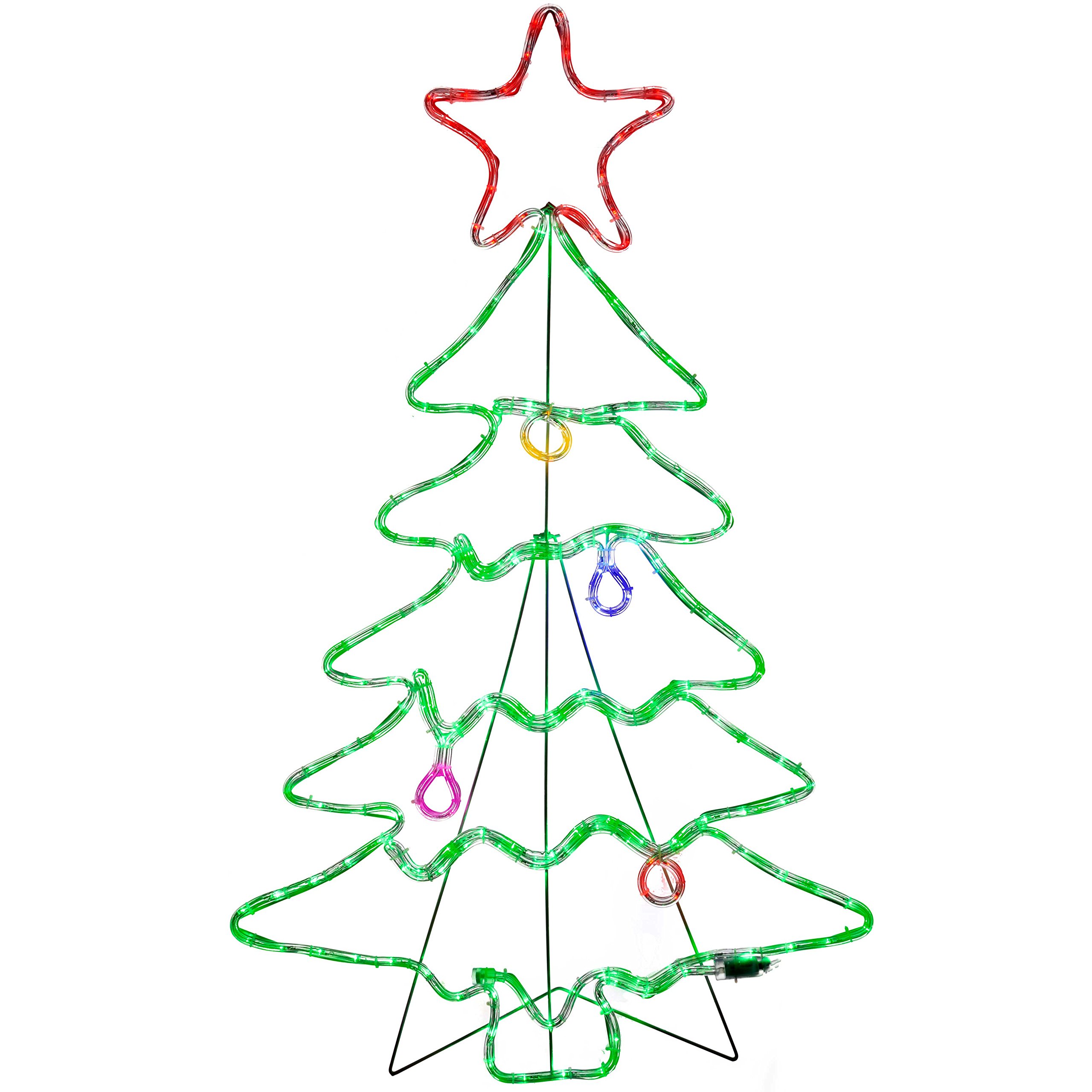 WeRChristmas Pre-Lit Christmas Tree Rope Light Silhouette, 114 cm - Large, Multi-Colour