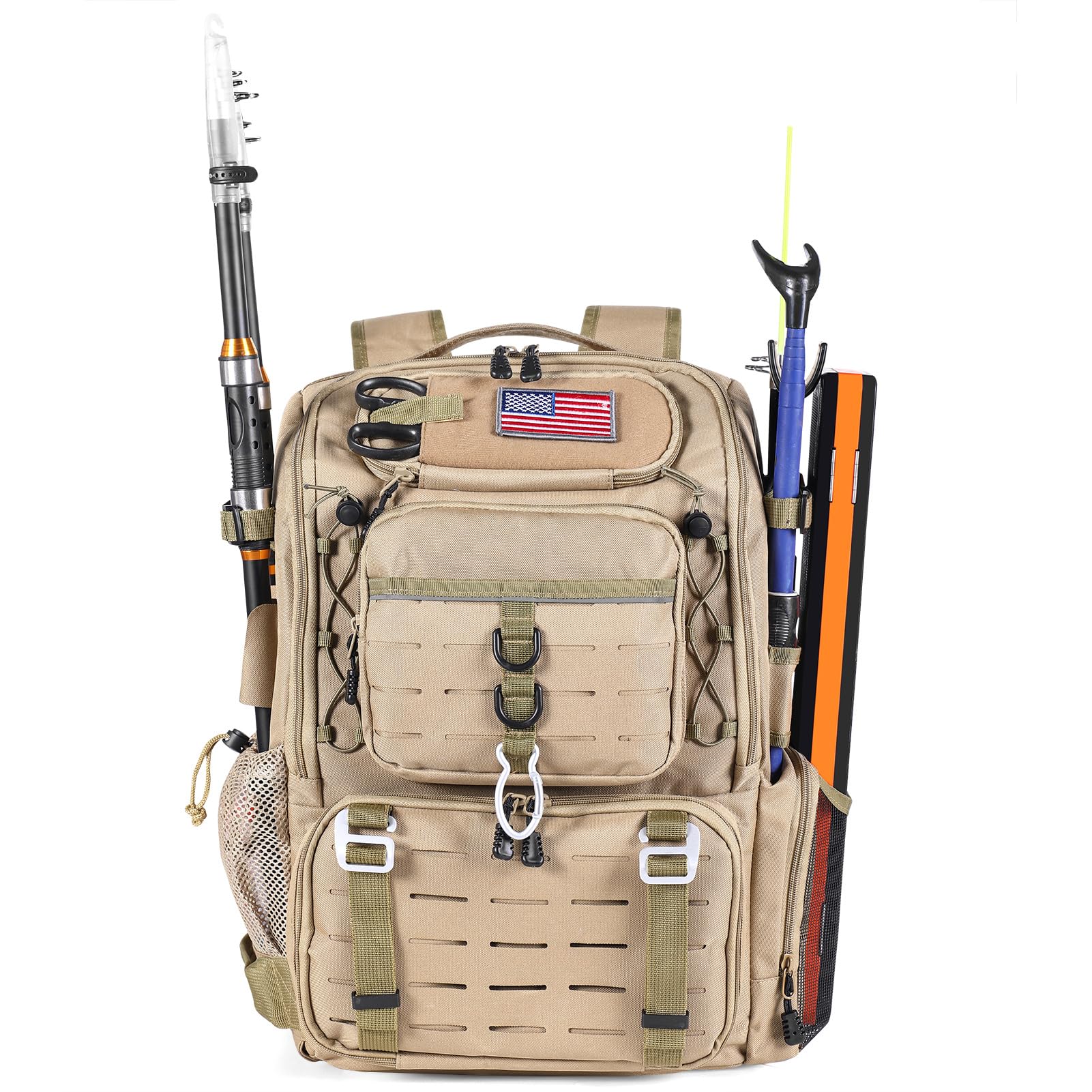 Sac à dos de pêche robuste Vomgomfom style militaire Molle de 37L - 8