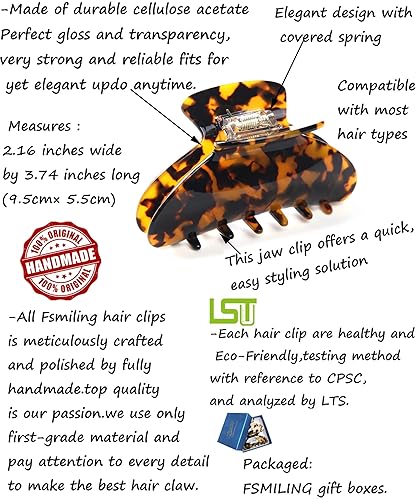 Vista 24 de 3 paquetes de pinzas de pelo medianas para mujer, pinzas de garra de tortuga, pinzas de celuloide con estampado de leopardo, pinzas para el cabello