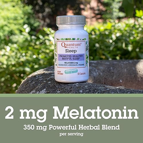 Miniatura 6 de Quantum Health Sleep Melatonina 2 mg Mezcla de apoyo saludable para dormir reparador con raíz de valeriana relajante, bálsamo de limón y L teanina