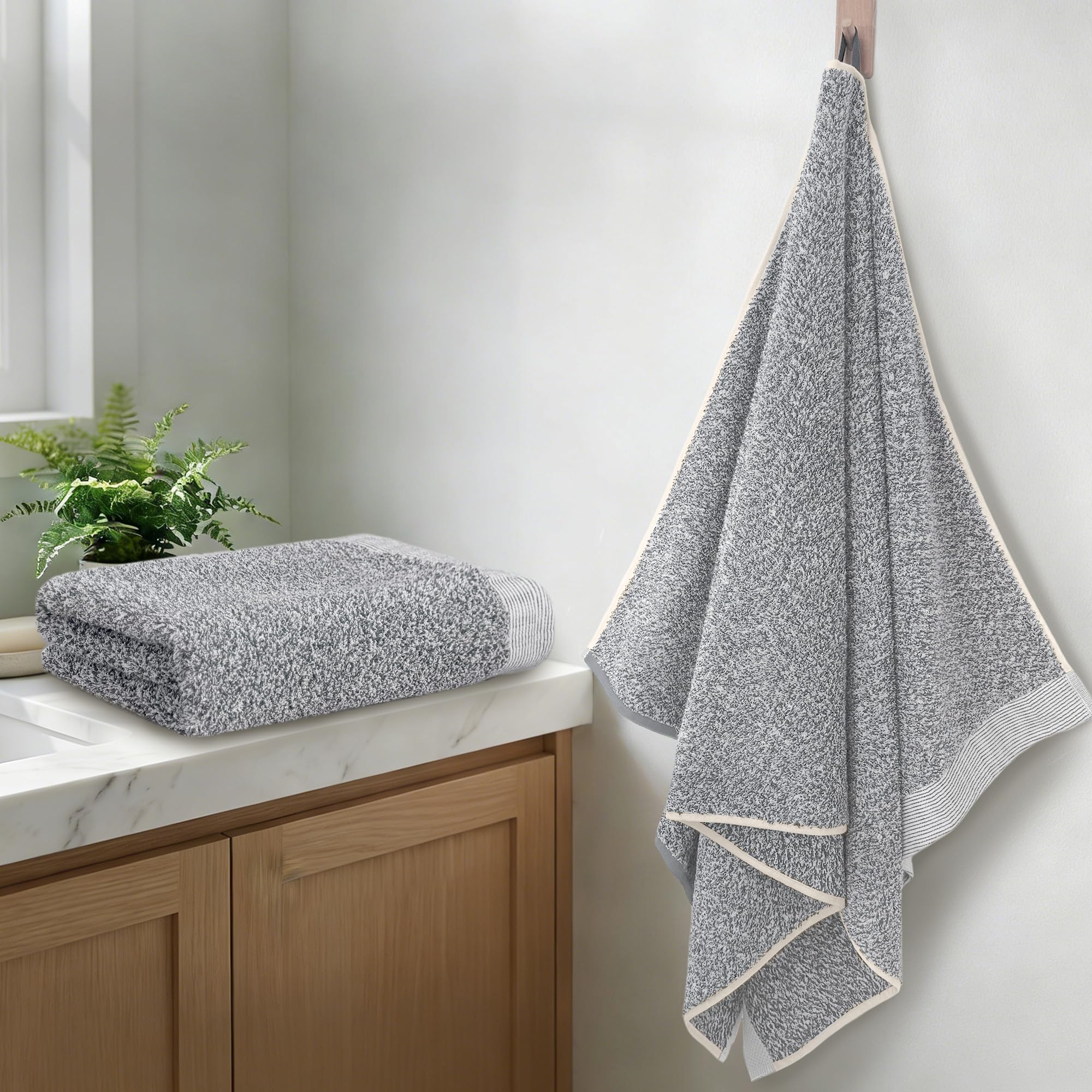 Beige Bath Towels 2 Pack - Soft Cotton -14