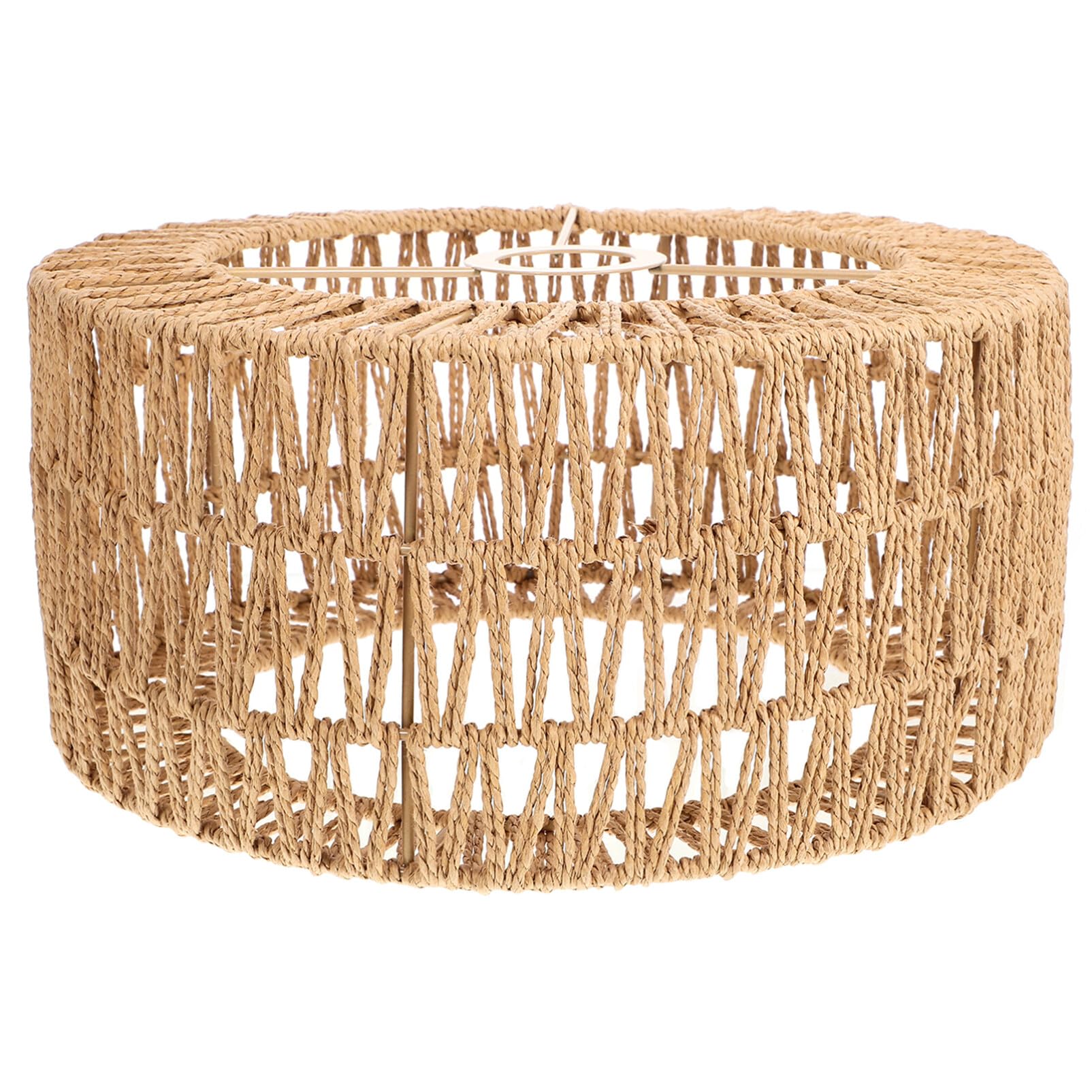 Alipis Rattan Lamp Shade, E27 Boho Lampshade Cylinder Woven Lampshade, Replacement Pendant Light Fixtures Sconce Ceiling Fan Light Covers Yellow 30CM