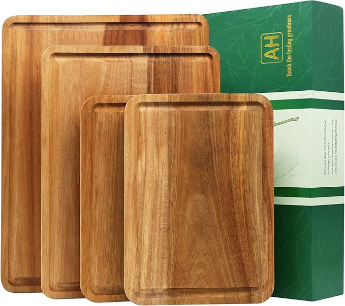 AZRHOM Large Wood Cutting Boards Set of 4