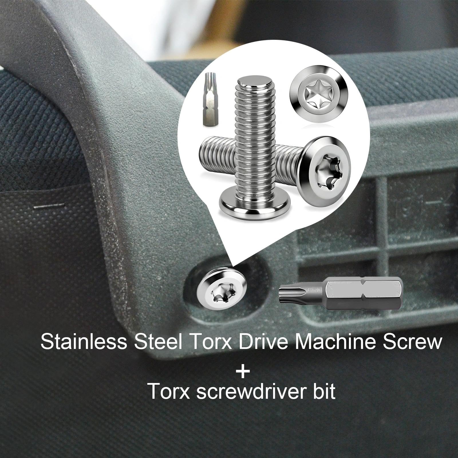 Śruby z łbem płaskim M6 x 30 mm, śruby ze stali nierdzewnej A2 V2A, 15 sztuk śrub z łbem soczewkowym, Torx, M6, śruby meblowe, pełny gwint, śruby metalowe z bitem Torx do naprawy mebli