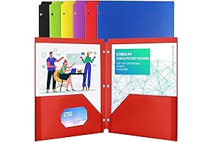KTRIO 6 Pack Vivid Plastic Pocket Folders