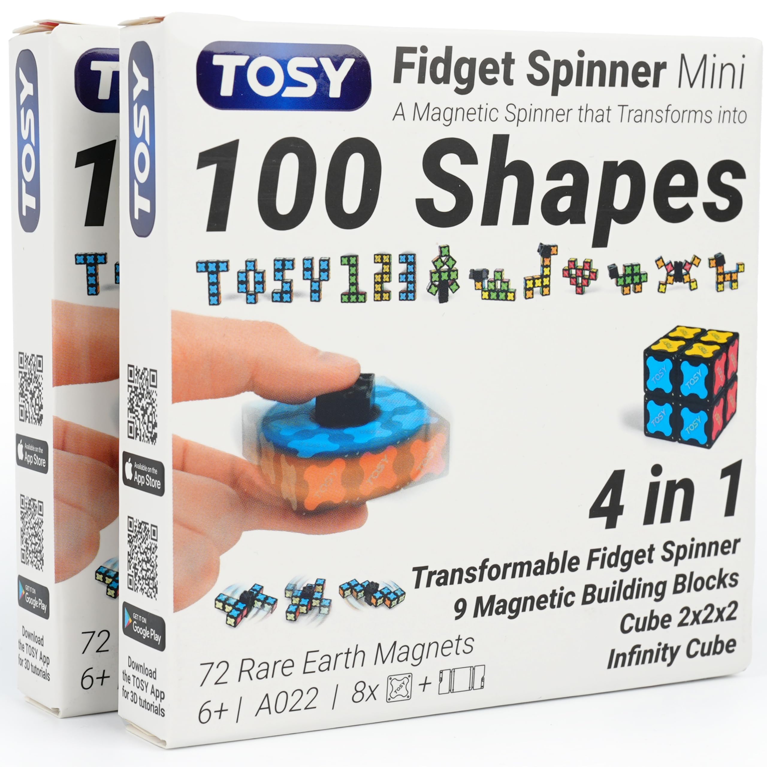 TOSY Magnet Fidget Spinner Mini - 8 Blocks, 3in1 Toy: Transformable Fidget Spinner, Infinity/Puzzle Cube, Christmas Stocking Stuffers Gift for Kids/