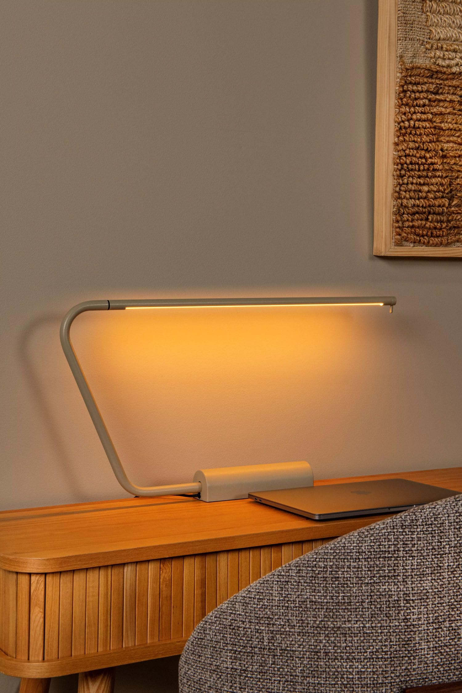 LED Tischlampe Aluminium Taupe Schreibtisch Büro Wohnzimmer 33 cm niedrig warmweißes Licht 2700 K 250 lm 6 W dimmbar Touch Tischleuchte Modern SIVON