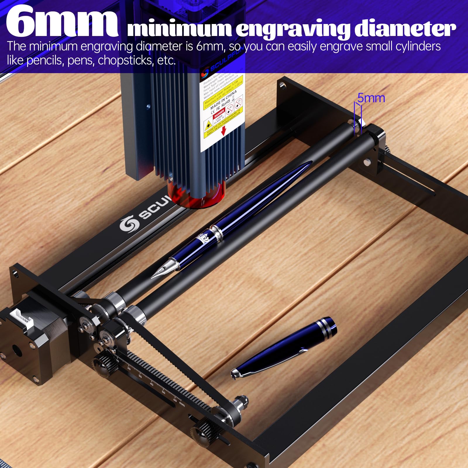 SCULPFUN Incisioni laser Rotary Roller, campo di incisione 6-150 mm, 4 incrementi in metallo, impedisce lo scivolamento, per macchina da incisione laser, cilindro a tazza