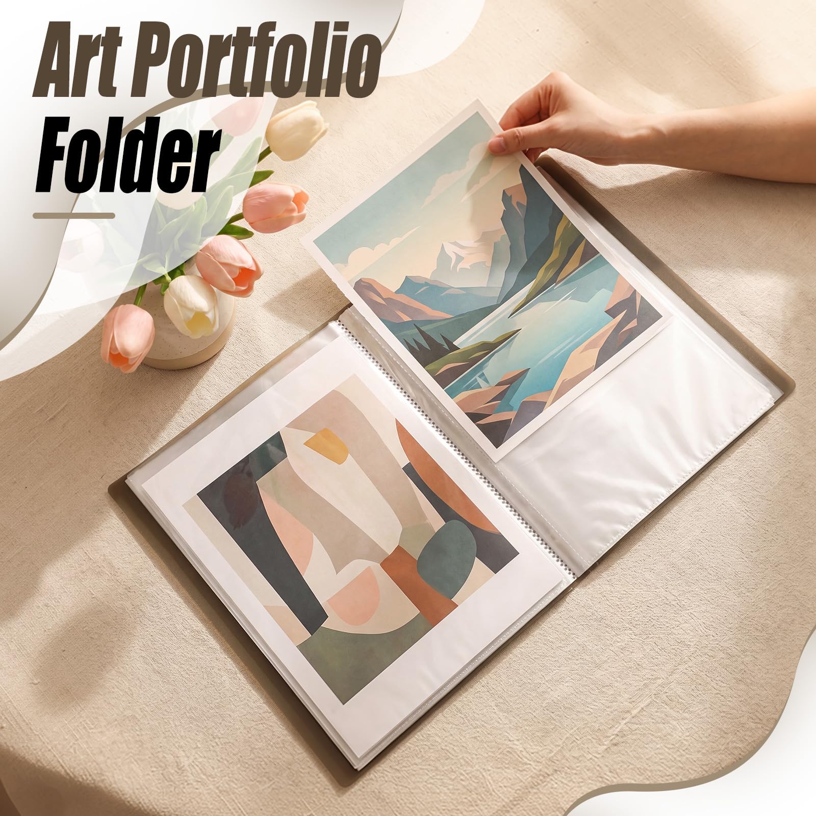 Paquete de 12 carpetas de arte de 8.5 x 11 pulgadas, tamaño A4, 40 bolsillos/80 páginas, carpeta de arte con fundas de plástico, libro de presentación para documentos, fotos, recetas, papeles