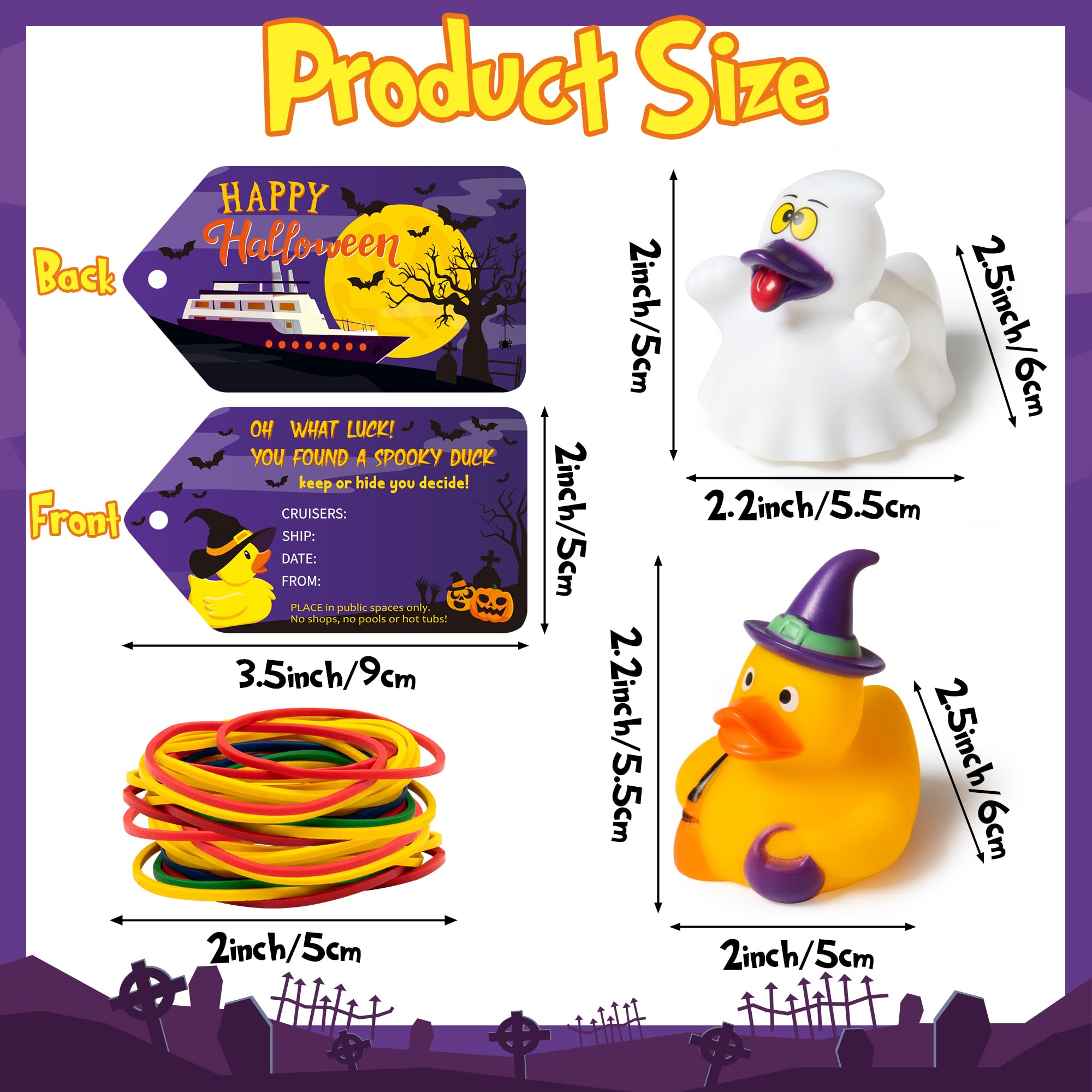 H1vojoxo Halloween Rubber Ducks Bulk - 60PCS Party Favors, Bath Toys, Trick or Treat Fillers, Gift Exchange