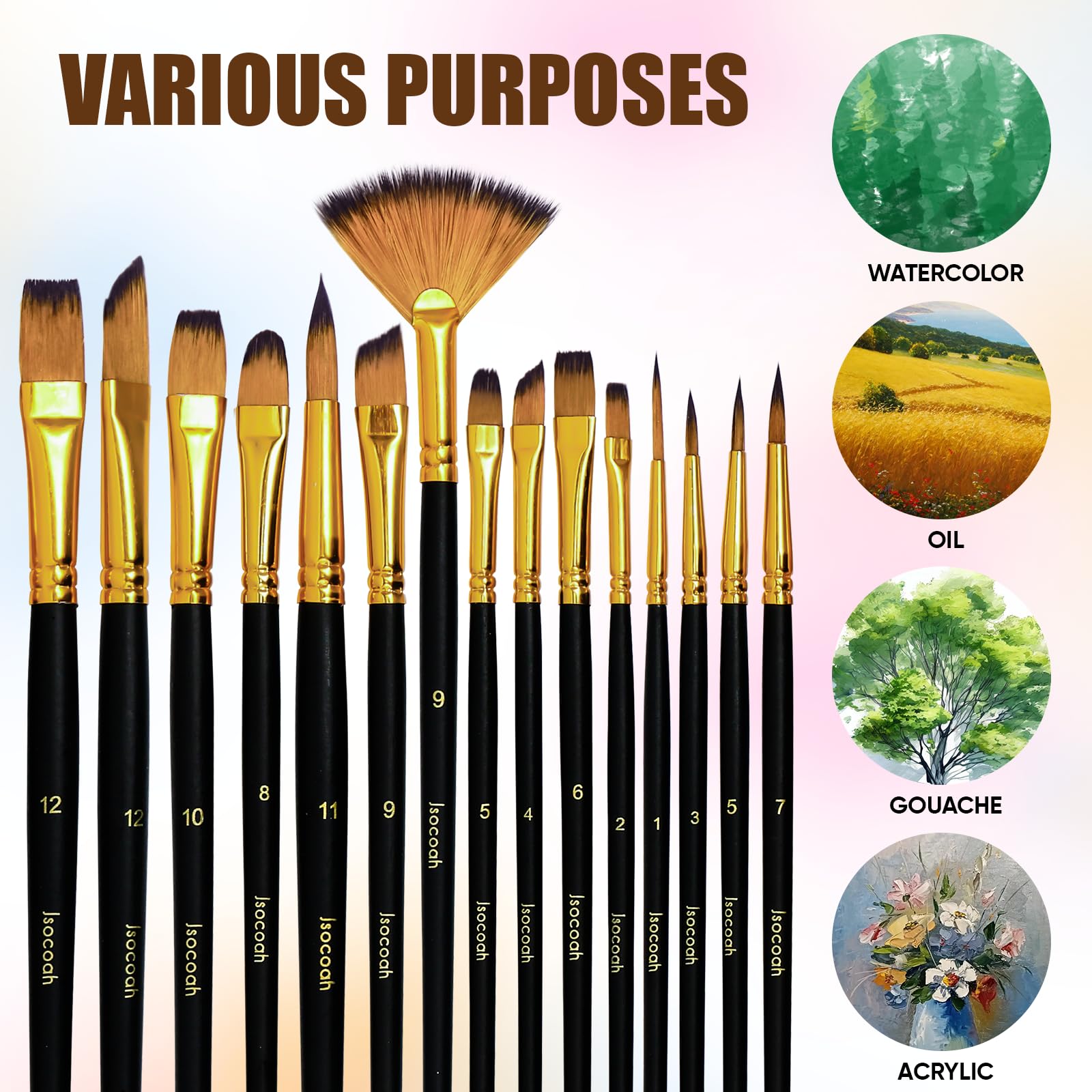 Pinceles de pintura acrílica con cerdas de nailon para pintura acrílica, óleo y acuarela, para finiaturas corporales, manualidades y suministros de pintura, regalos para artistas