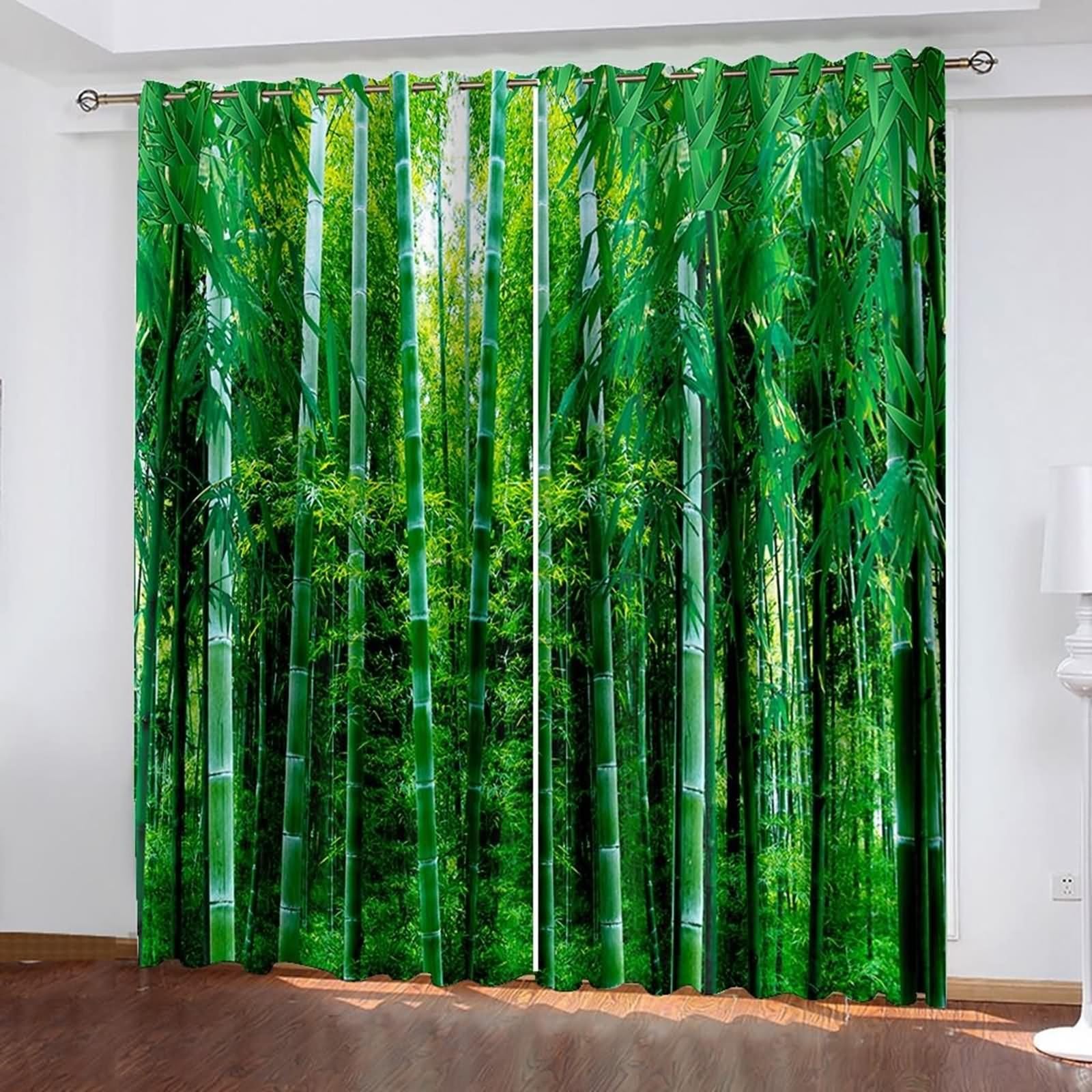Cortinas opacas verdes de poliéster de 152x228 cm para ventana de baño