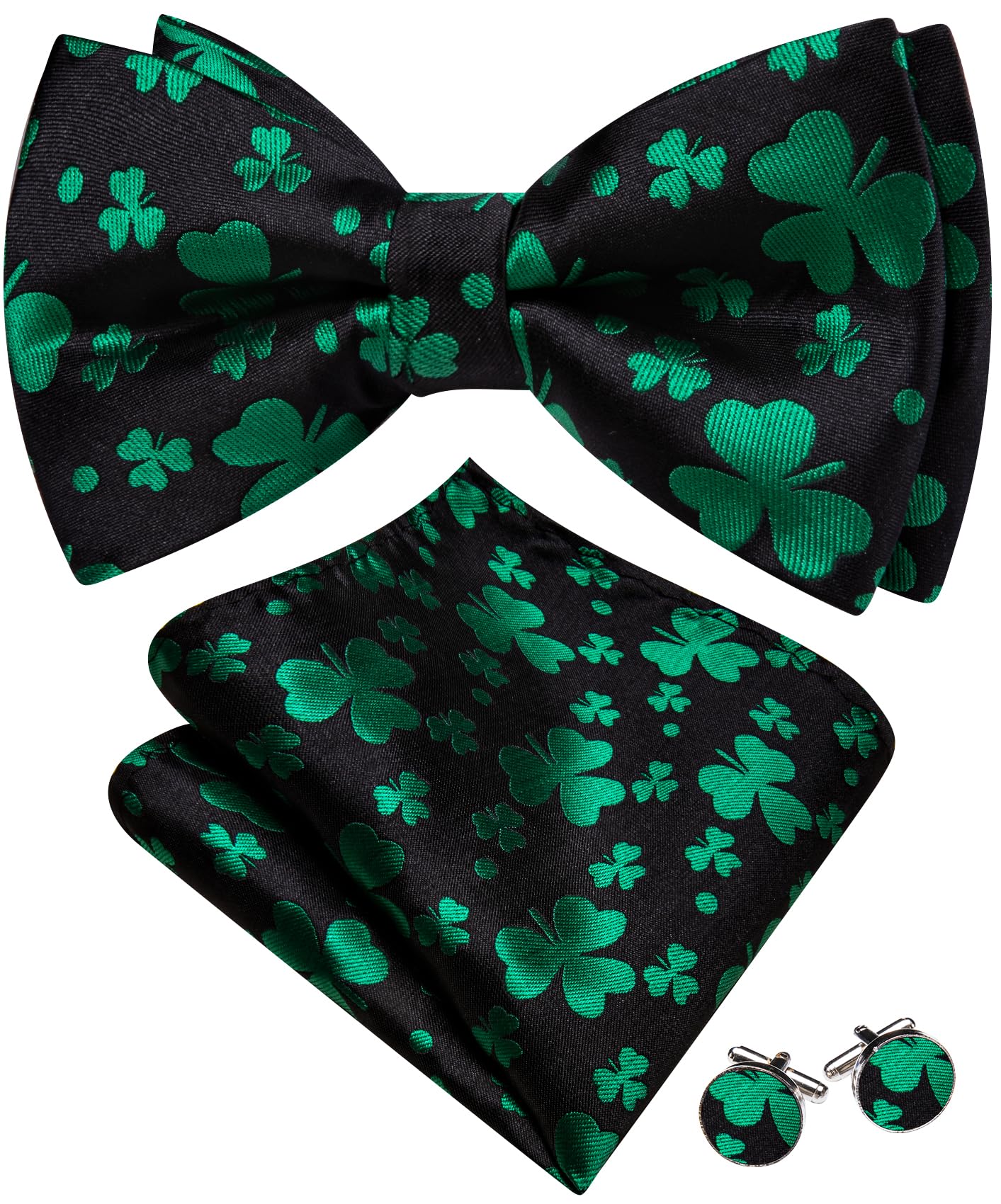 Barry.Wang Paisley Striped Bow Tie for Men Silk Pre-Tied Bowtie Set
