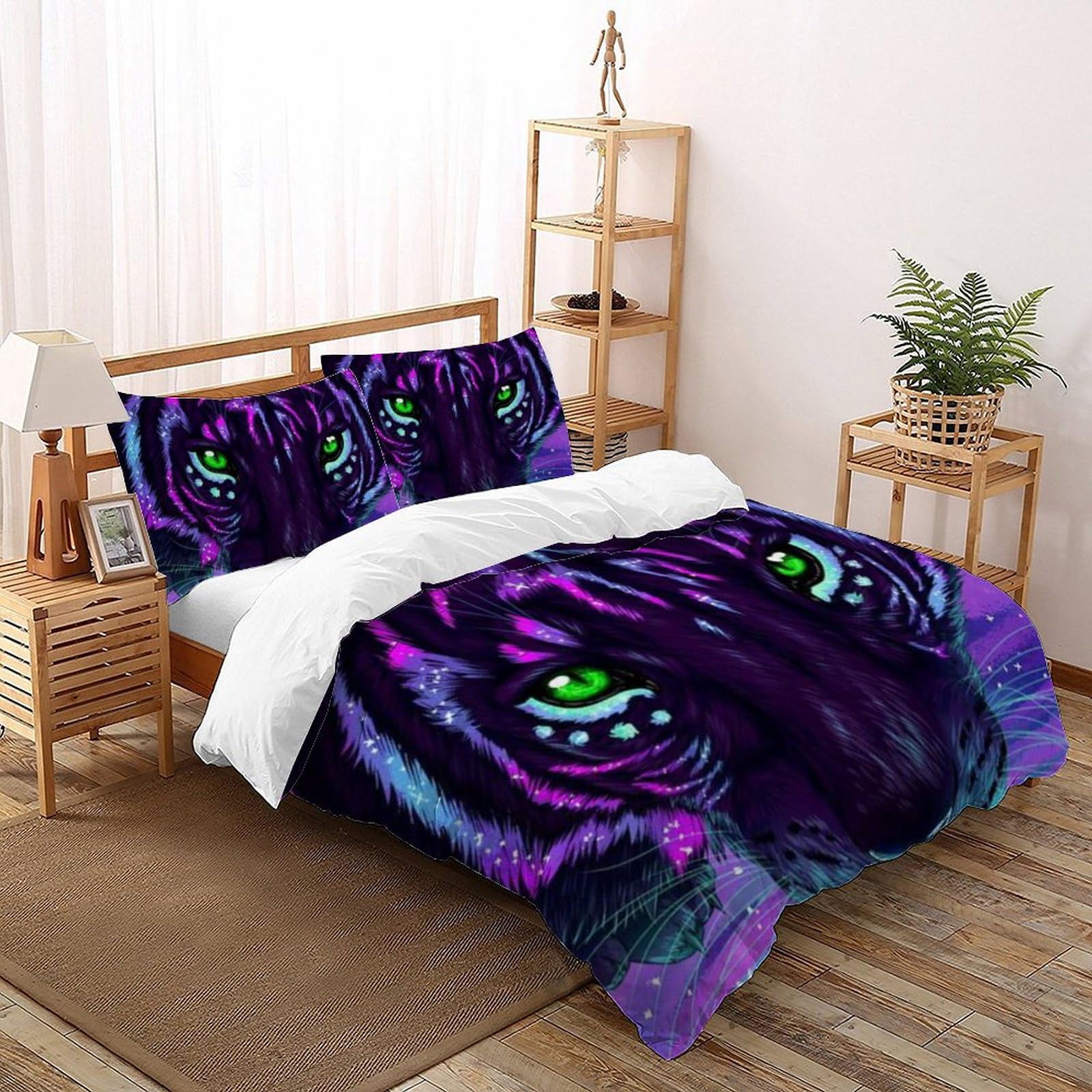 Housse de couette tigre violet en microfibre pour une chambre d'ado moderne