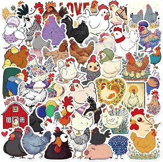 100Pcs Funny Chicken Stickers for Teens Boy Girls Kids Cartoon Hen Stickers Rooster Vinyl Waterproof Suitable for Water Bottles,Laptop,Luggage,Keyboards,Backpacks,Skateboards,Water Bottles,Scrapbooks