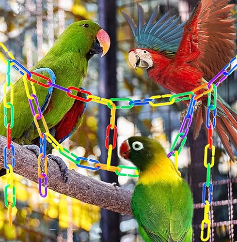 Miniatura 7 de 200 piezas de eslabones de plástico arcoíris y juguetes - Clip en C entrelazado para jaula de pájaros accesorios para periquitos, planeadores de